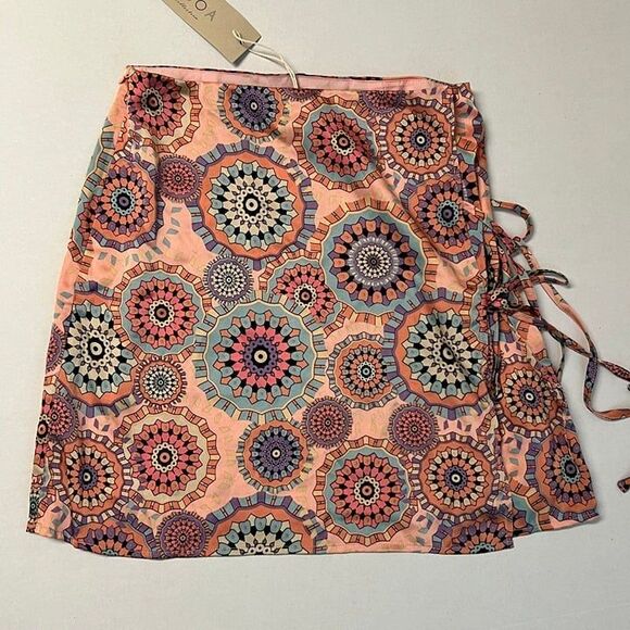 Coral Turquoise Mandala Mini Skirt - Size XS - Picture 1 of 6